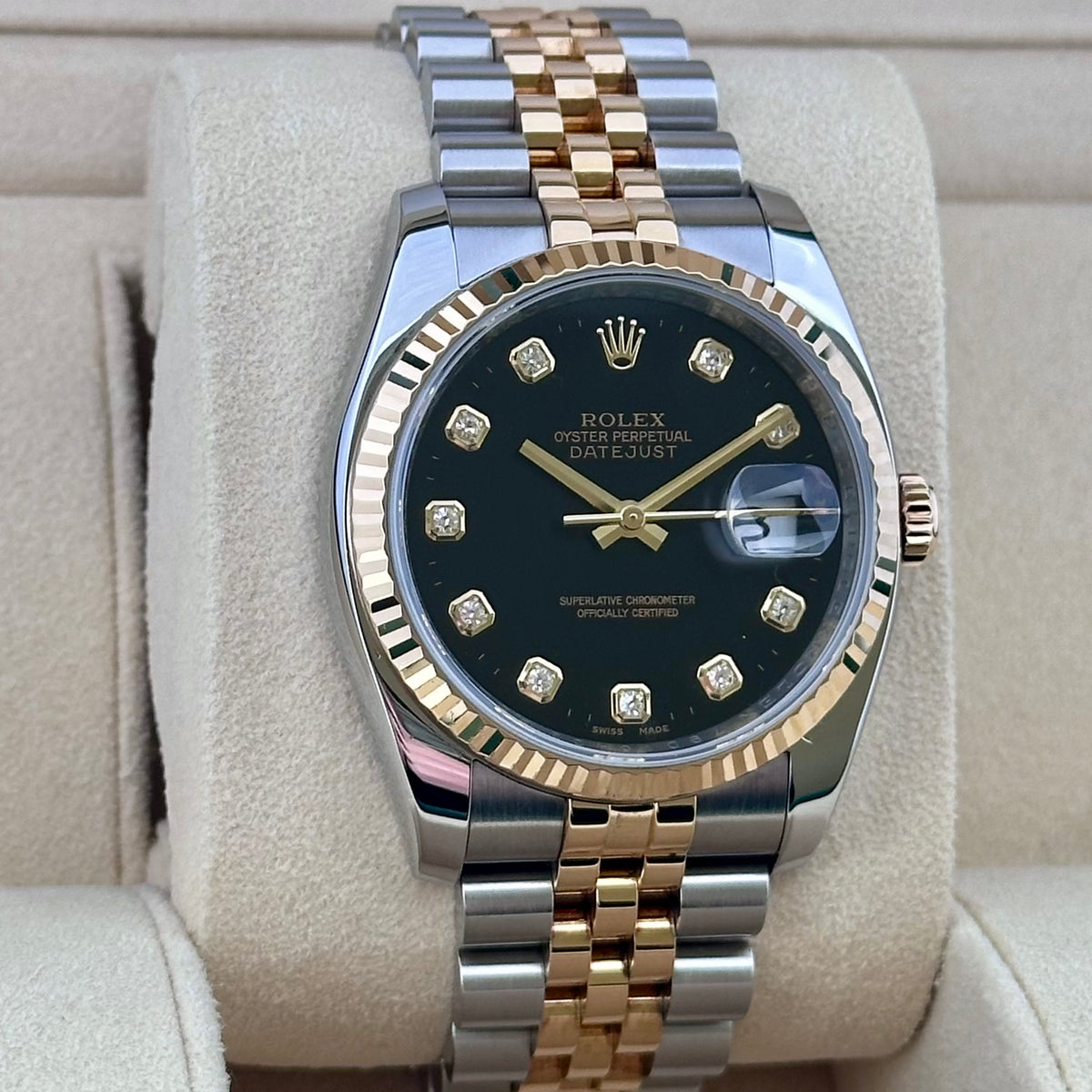 Rolex Datejust 36 Black Diamond Dial Two-Tone Ref. 116233
