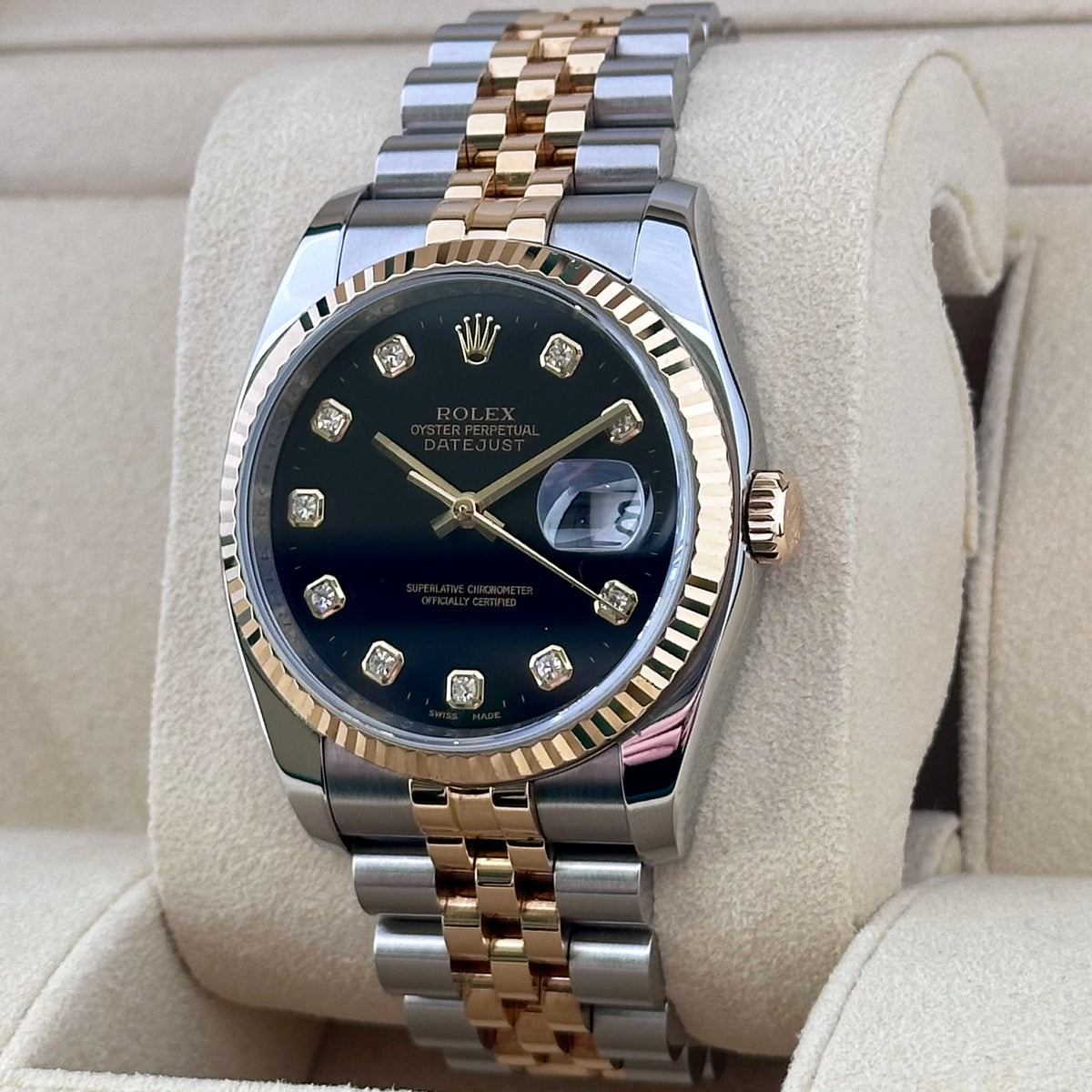 Rolex Datejust 36 Black Diamond Dial Two-Tone Ref. 116233