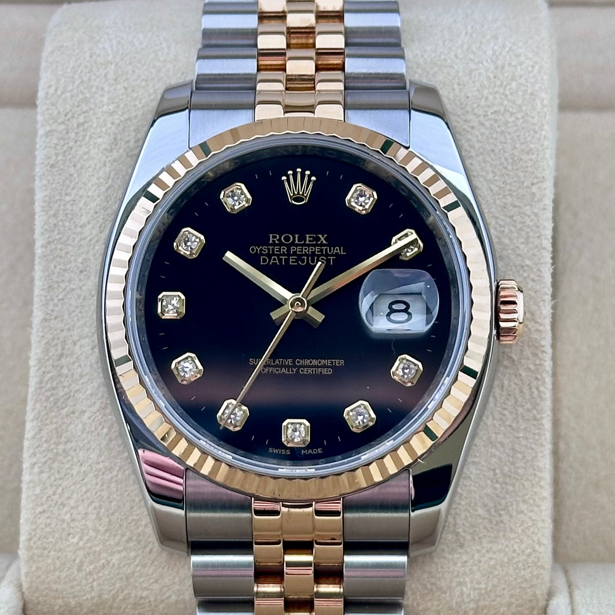 Rolex Datejust 36 Black Diamond Dial Two-Tone Ref. 116233