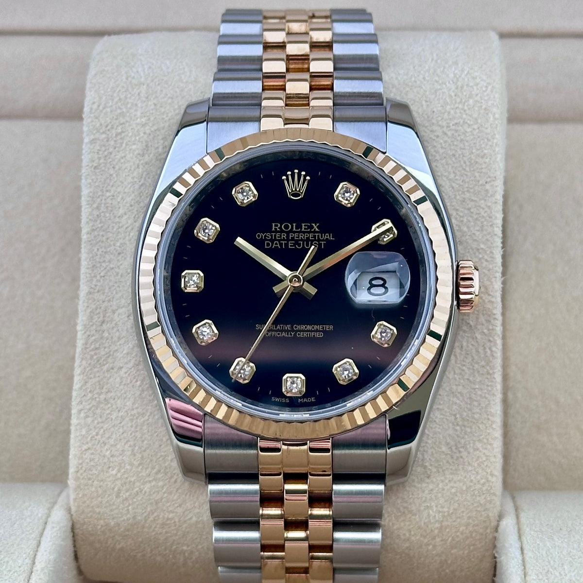 Rolex Datejust 36 Black Diamond Dial Two-Tone Ref. 116233