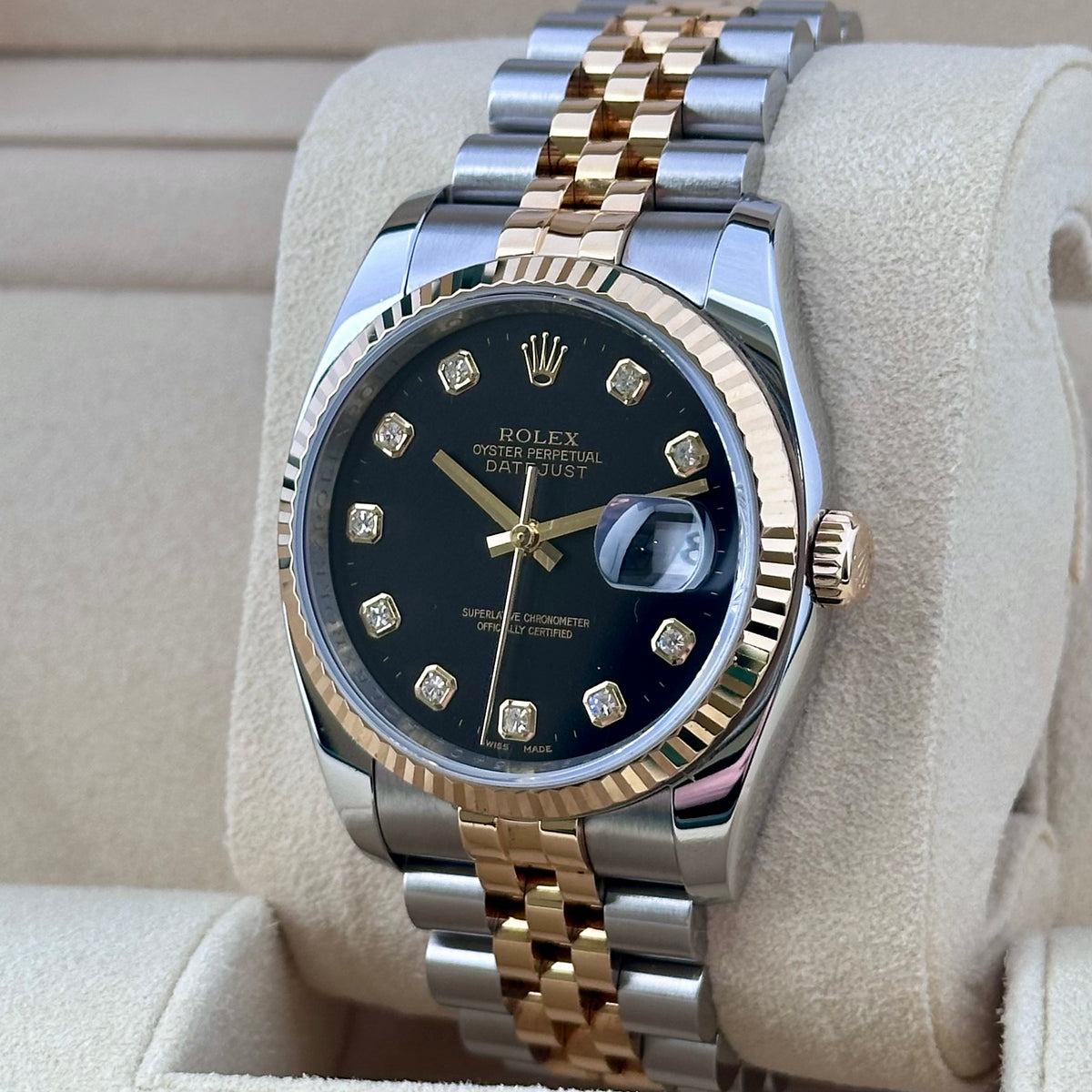 Rolex Datejust 36 Black Diamond Dial Two-Tone Ref. 116233