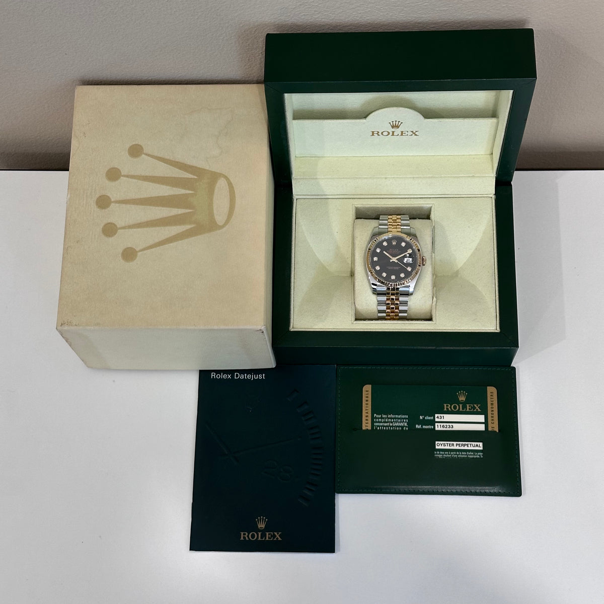 Rolex Datejust 36 Black Diamond Dial Two-Tone Ref. 116233