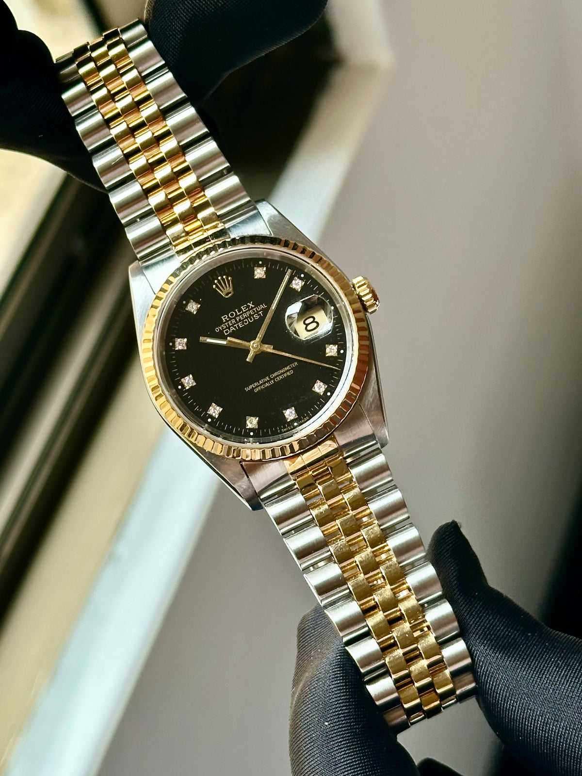 Rolex Datejust 36 Black Diamond Dial Two Tone Ref. 16233G