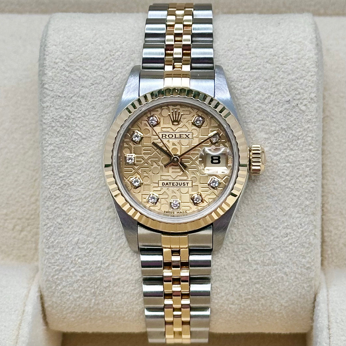 Rolex Lady-Datejust 26 Anniversary Big Diamond Dial, Fluted Bezel, Two-Tone Jubilee Ref. 69173