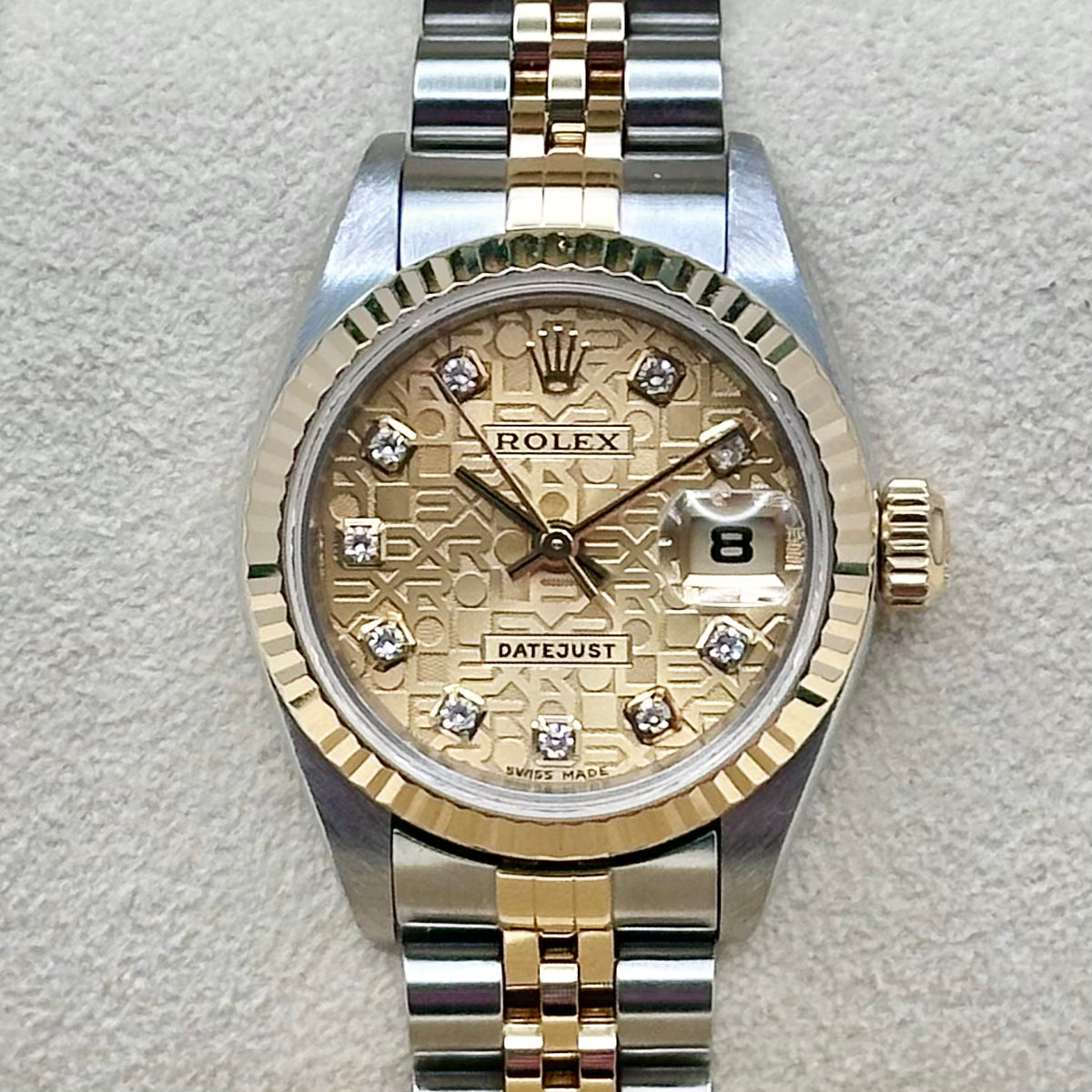 Rolex Lady-Datejust 26 Anniversary Big Diamond Dial, Fluted Bezel, Two-Tone Jubilee Ref. 69173