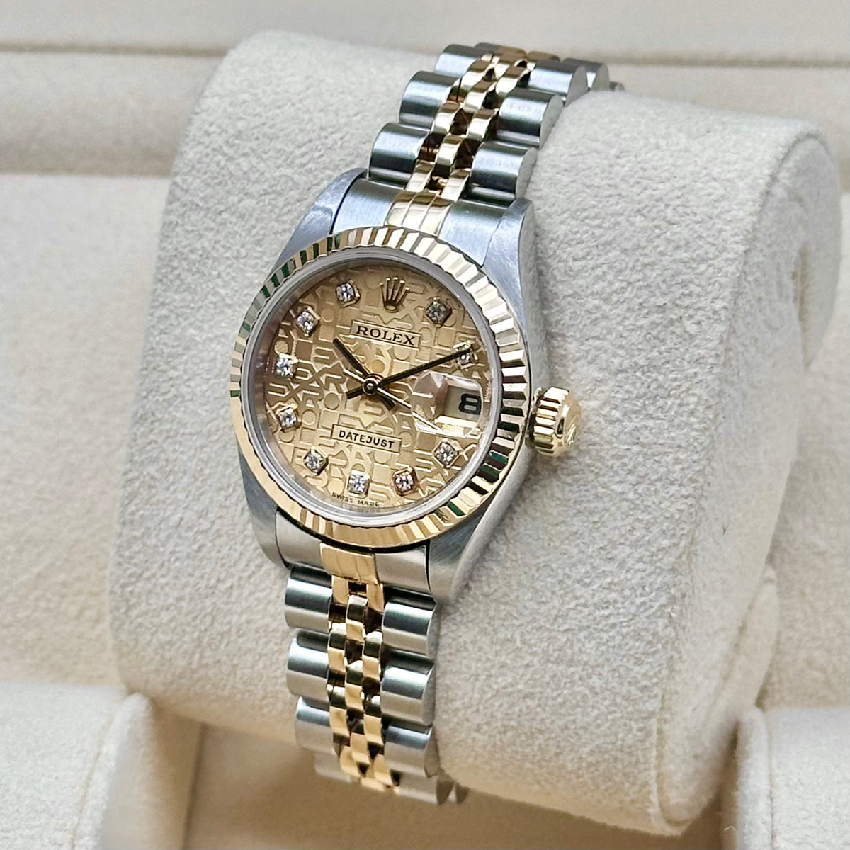 Rolex Lady-Datejust 26 Anniversary Big Diamond Dial, Fluted Bezel, Two-Tone Jubilee Ref. 69173