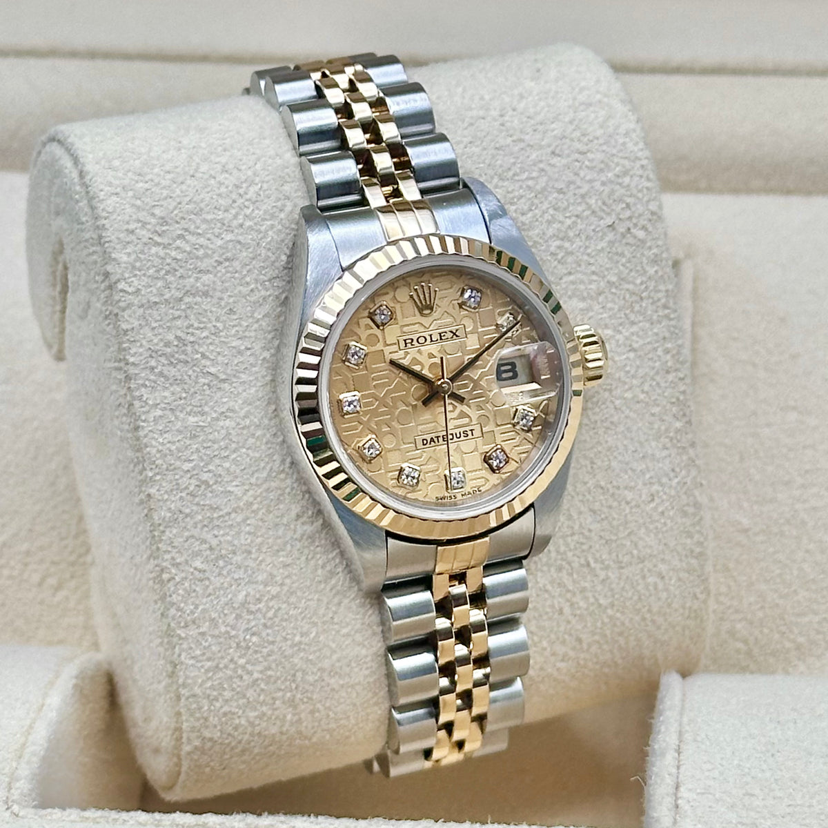 Rolex Lady-Datejust 26 Anniversary Big Diamond Dial, Fluted Bezel, Two-Tone Jubilee Ref. 69173