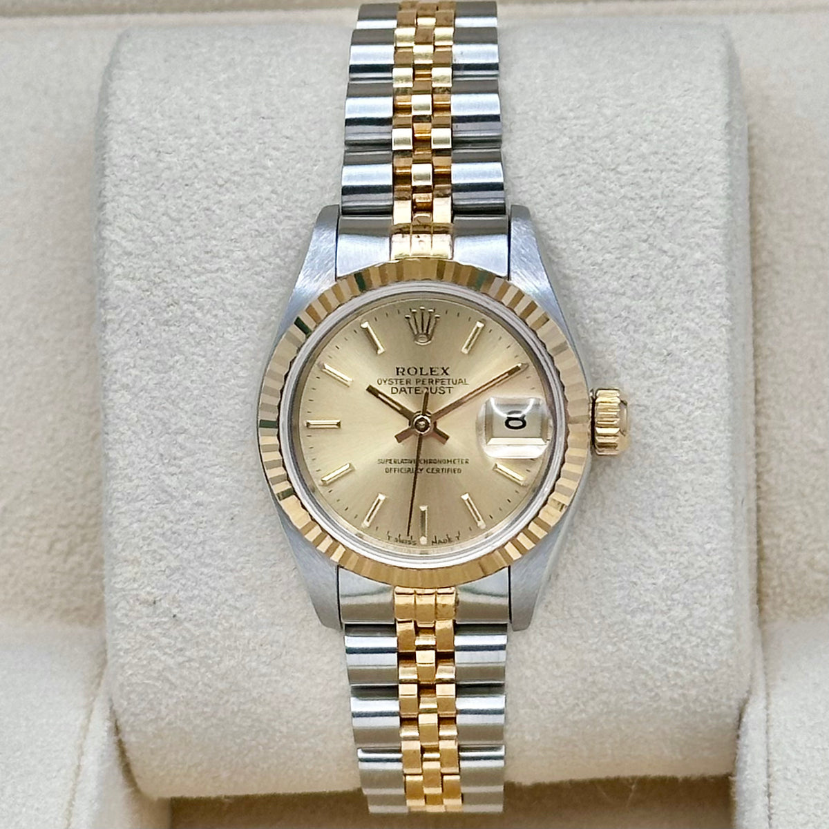 Rolex Lady-Datejust 26 Champagne Dial, Fluted Bezel, Two-Tone Jubilee Ref. 69173