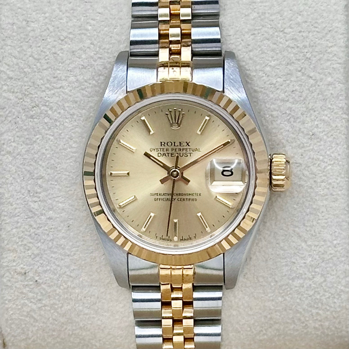 Rolex Lady-Datejust 26 Champagne Dial, Fluted Bezel, Two-Tone Jubilee Ref. 69173
