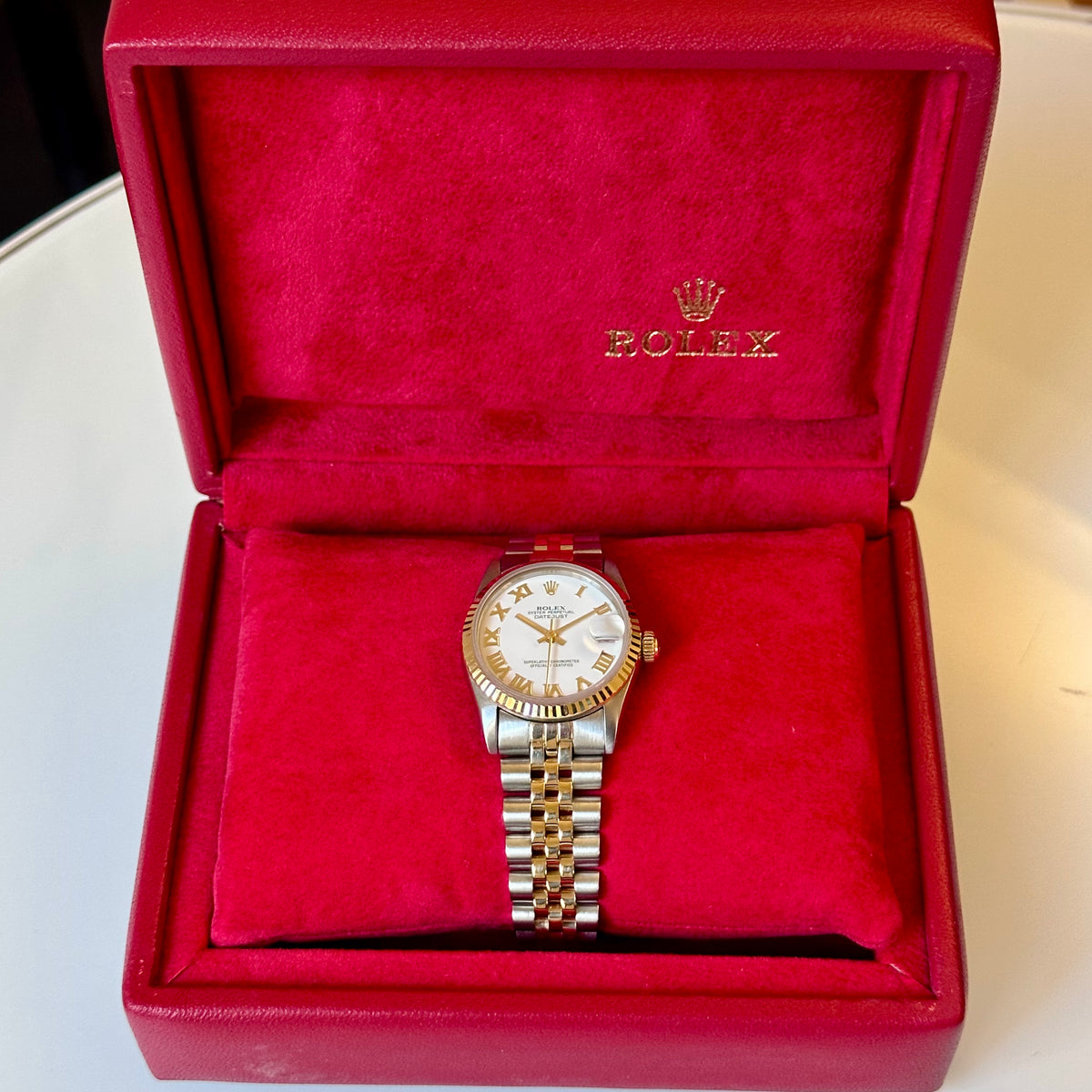 Rolex Datejust 31mm Ref. 68273 Steel and 18k Yellow Gold, white Roman Numeral Dial, Fluted Bezel, Jubilee bracelet