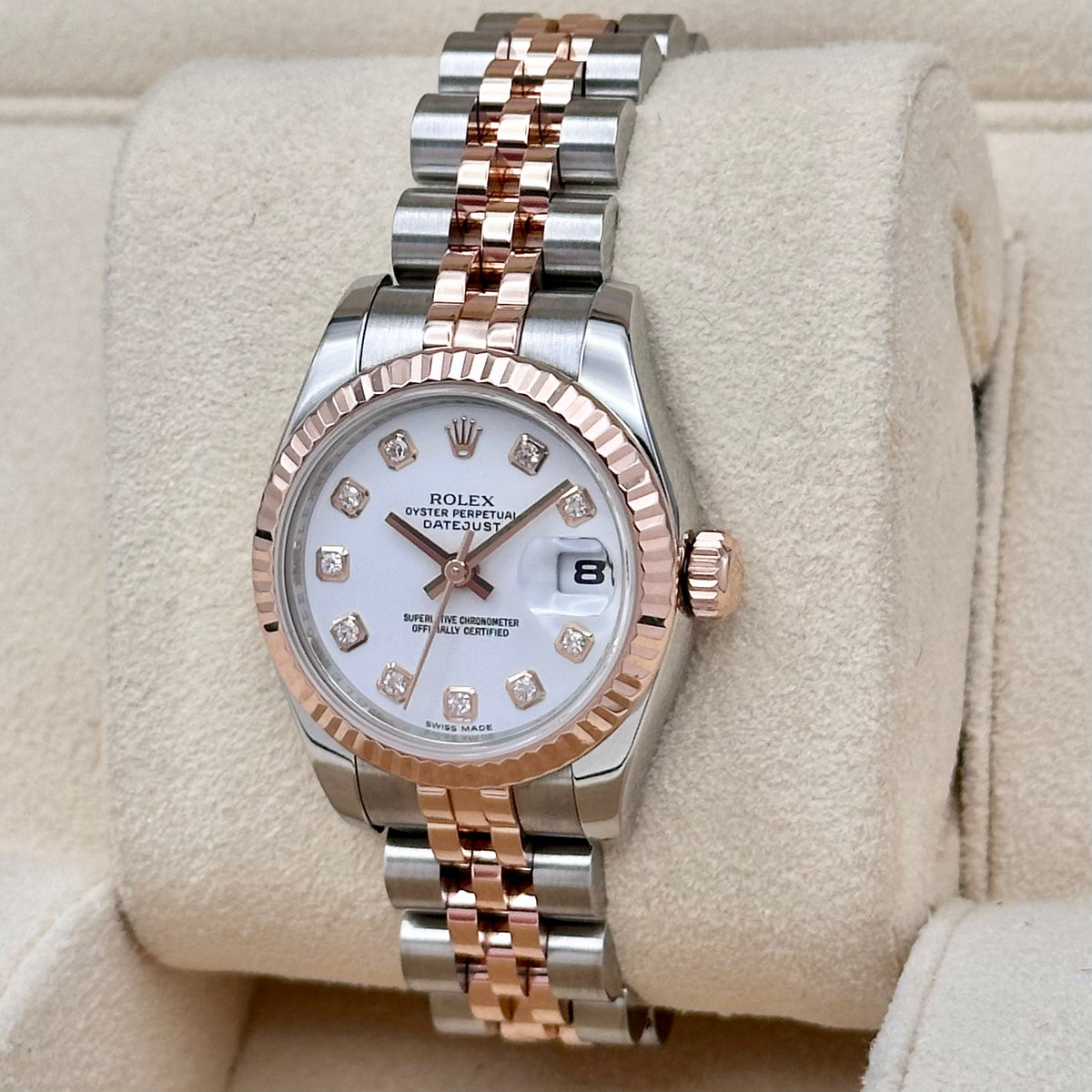 Rolex Lady-Datejust 26 White Big Diamond Dial, Fluted Bezel, Two-Tone Jubilee  Ref. 179171