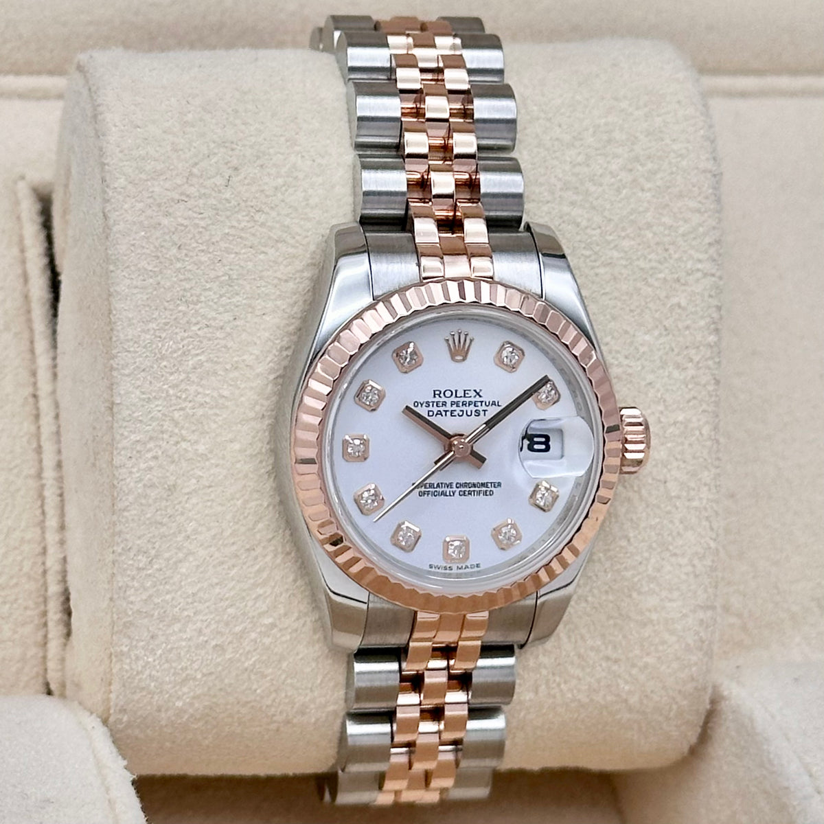 Rolex Lady-Datejust 26 White Big Diamond Dial, Fluted Bezel, Two-Tone Jubilee  Ref. 179171