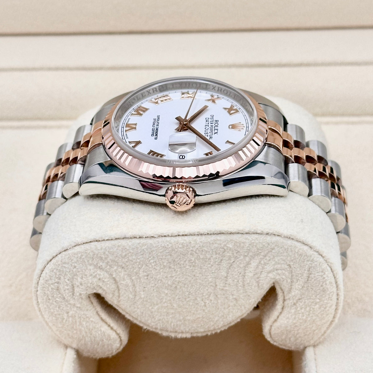 Rolex Datejust 36 White Roman Dial Two-Tone Rose Ref. 116231