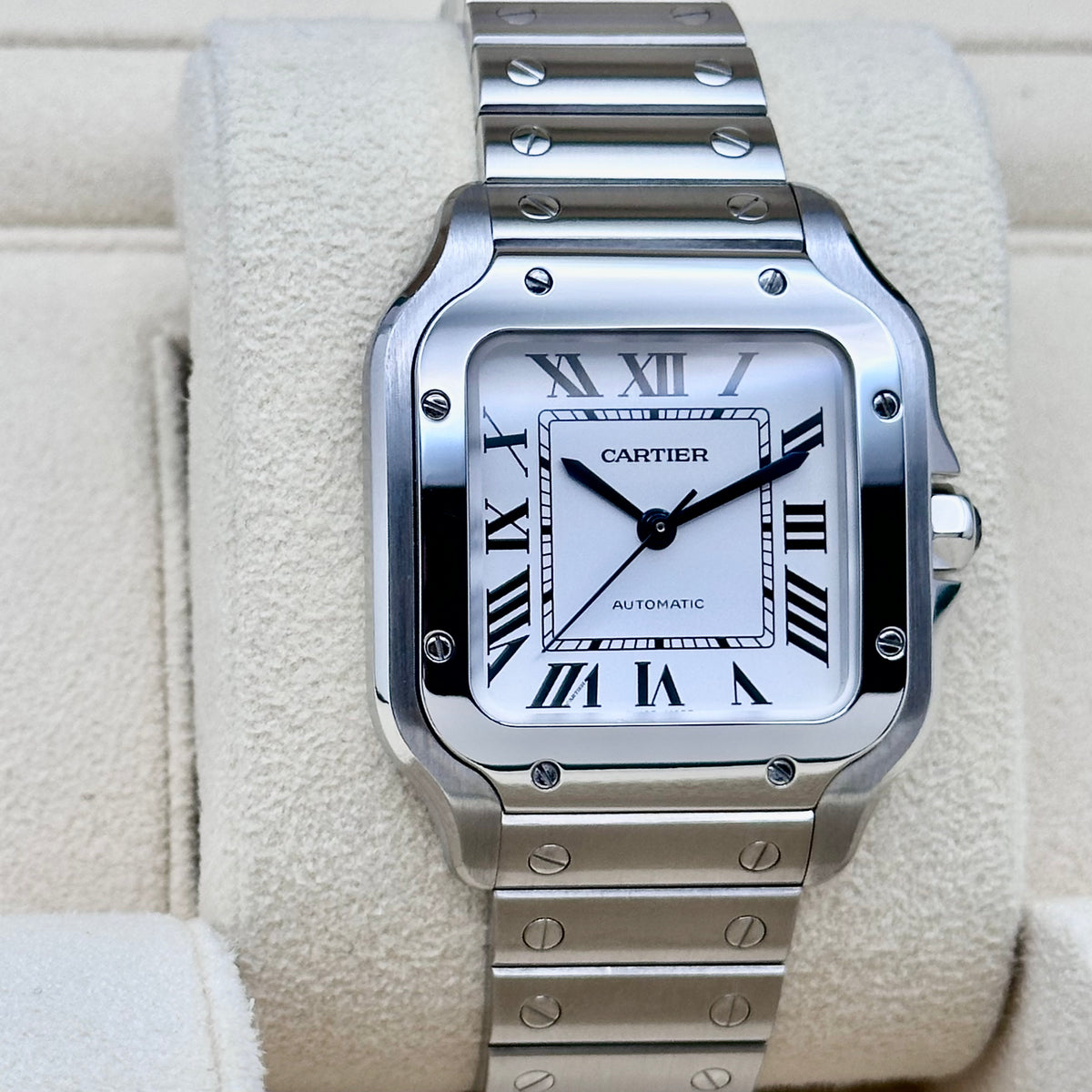 Cartier Santos Medium Steel White Roman Dial Automatic Ref. WSSA0029