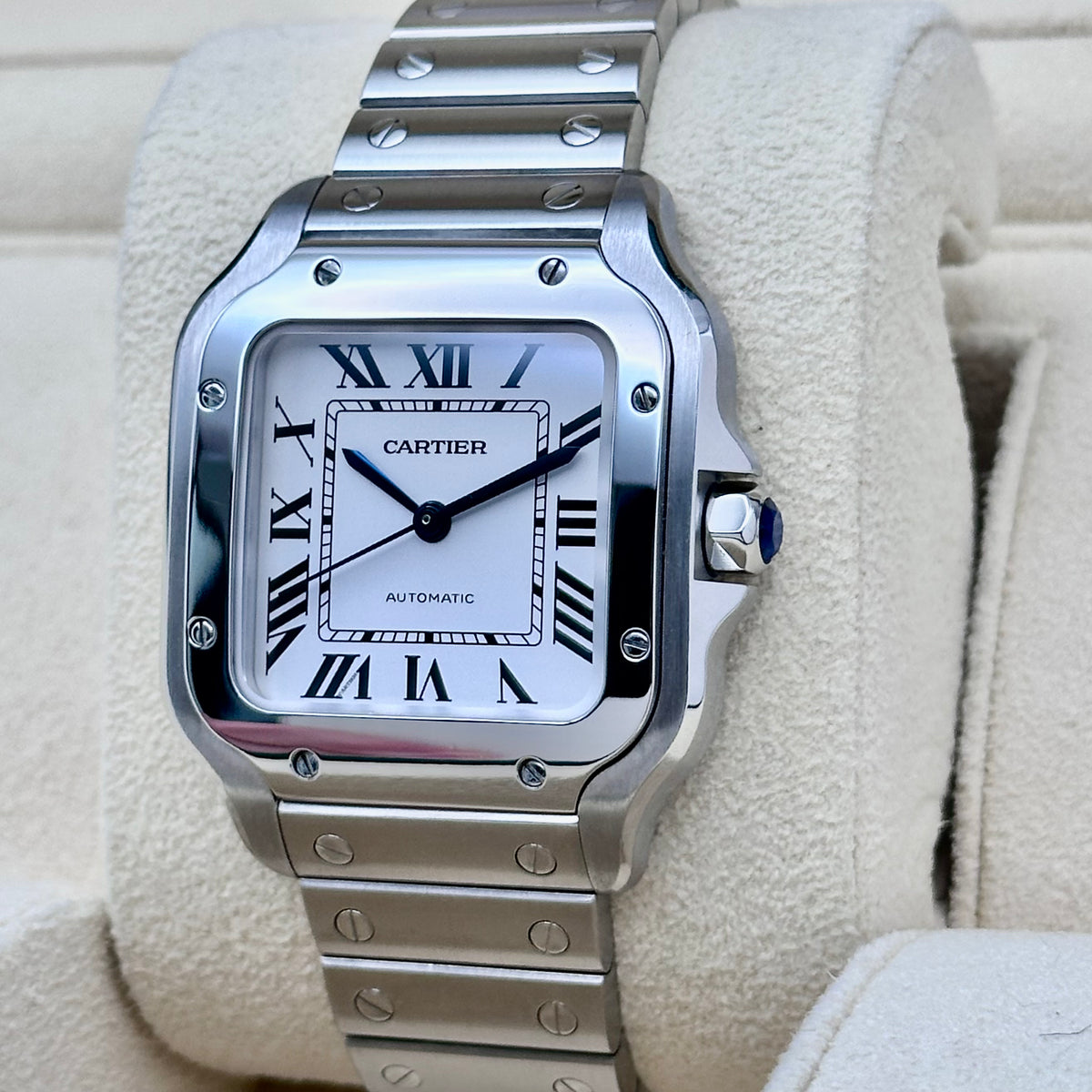 Cartier Santos Medium Steel White Roman Dial Automatic Ref. WSSA0029