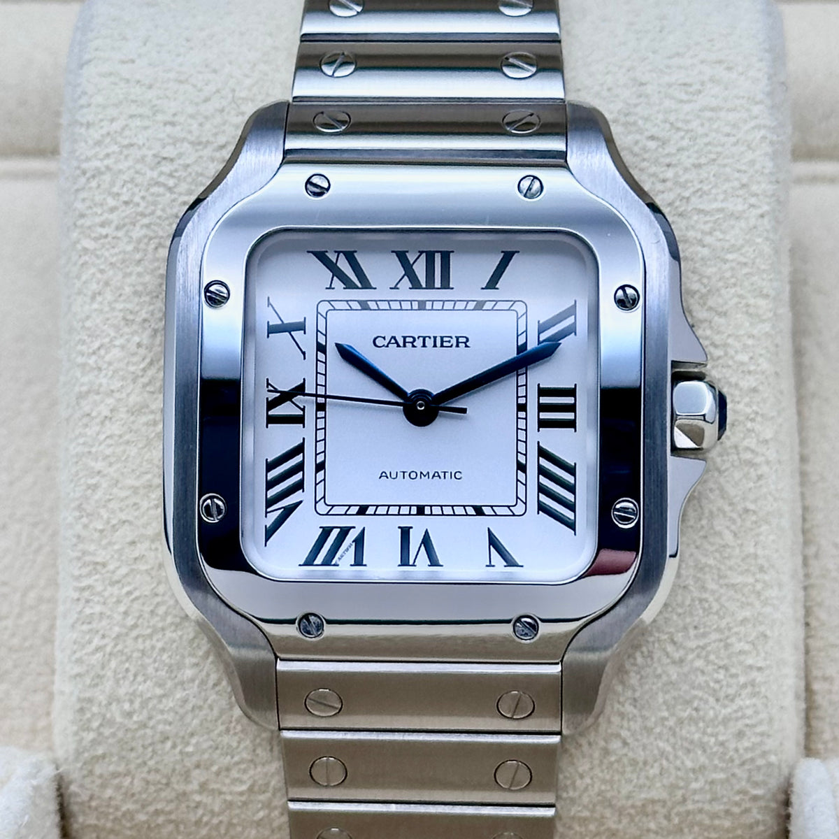 Cartier Santos Medium Steel White Roman Dial Automatic Ref. WSSA0029