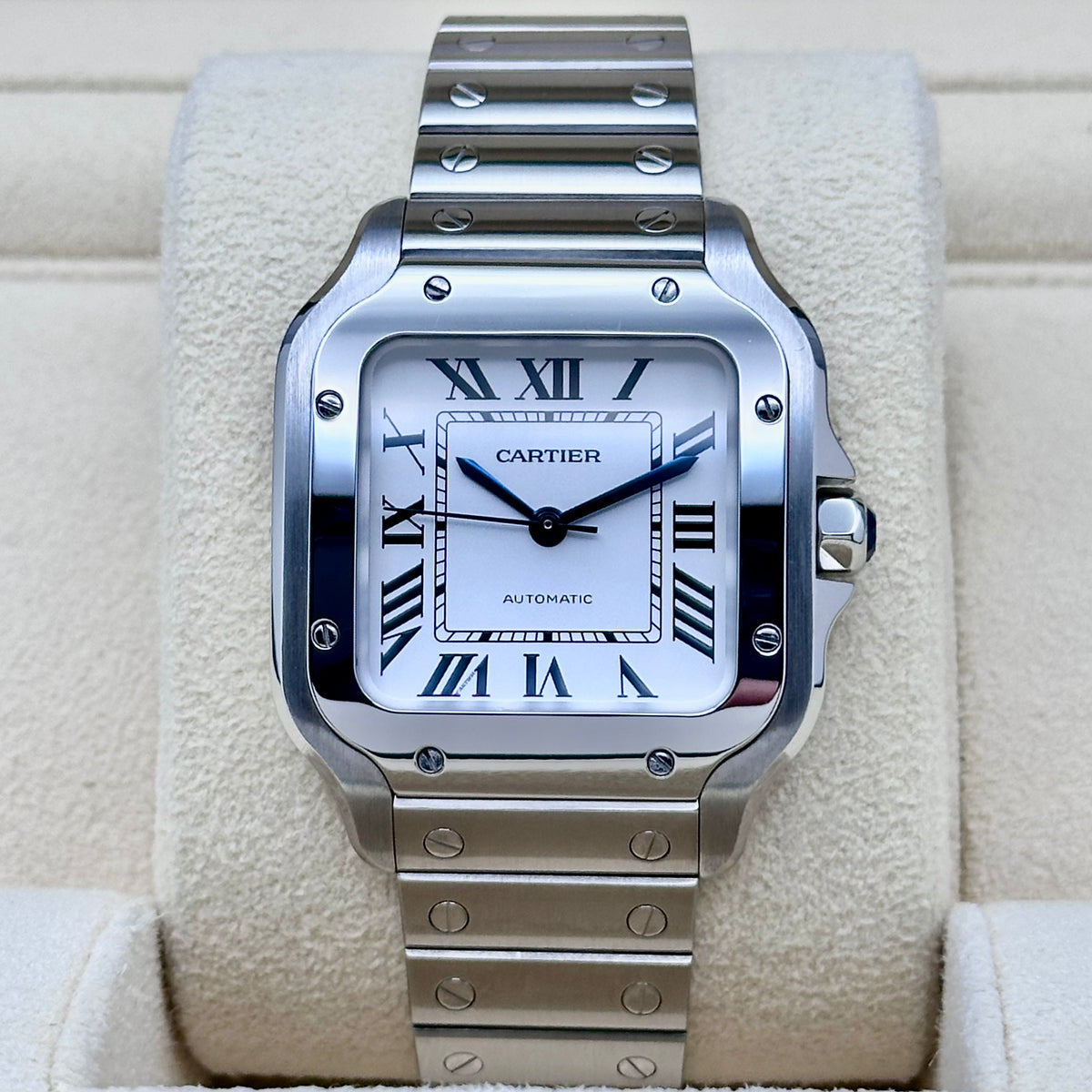Cartier Santos Medium Steel White Roman Dial Automatic Ref. WSSA0029