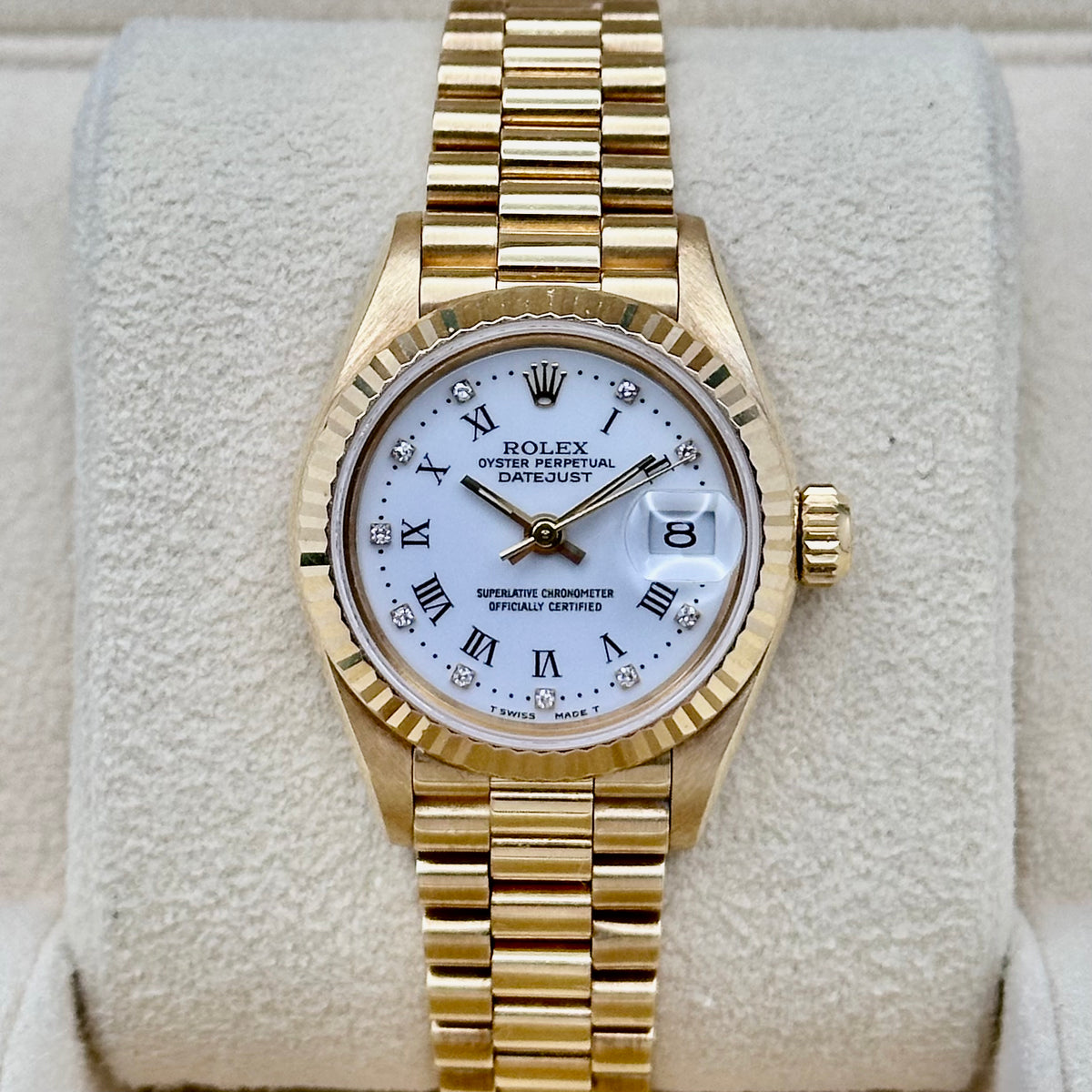 Lady-Datejust 26 White Buckley Diamond 18K Yellow Gold President Ref. 69178