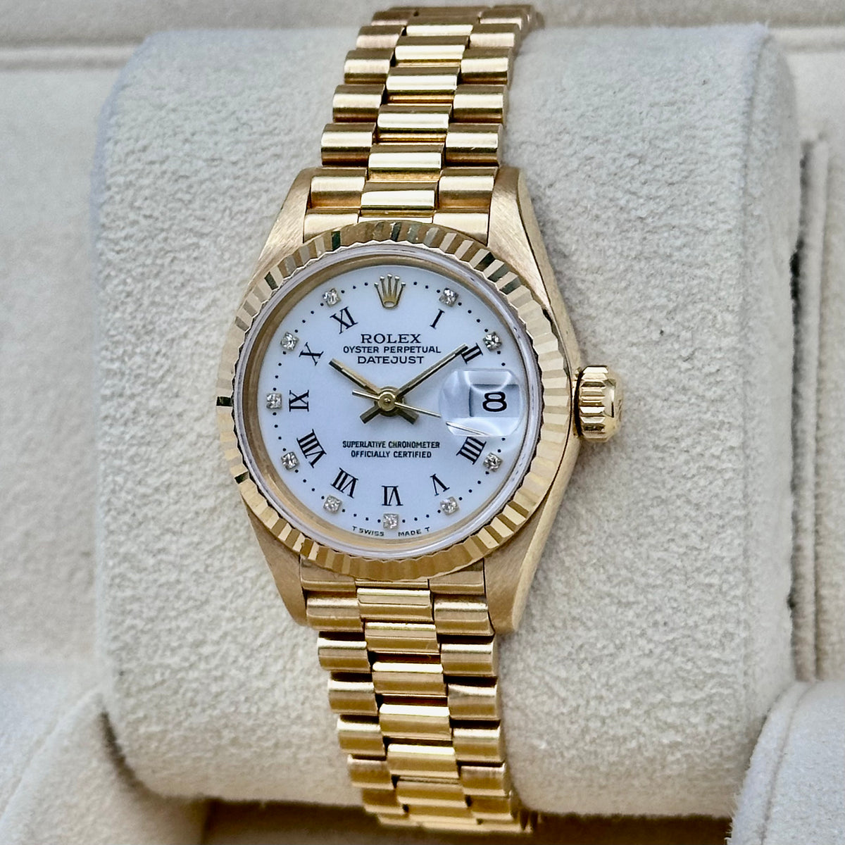 Lady-Datejust 26 White Buckley Diamond 18K Yellow Gold President Ref. 69178