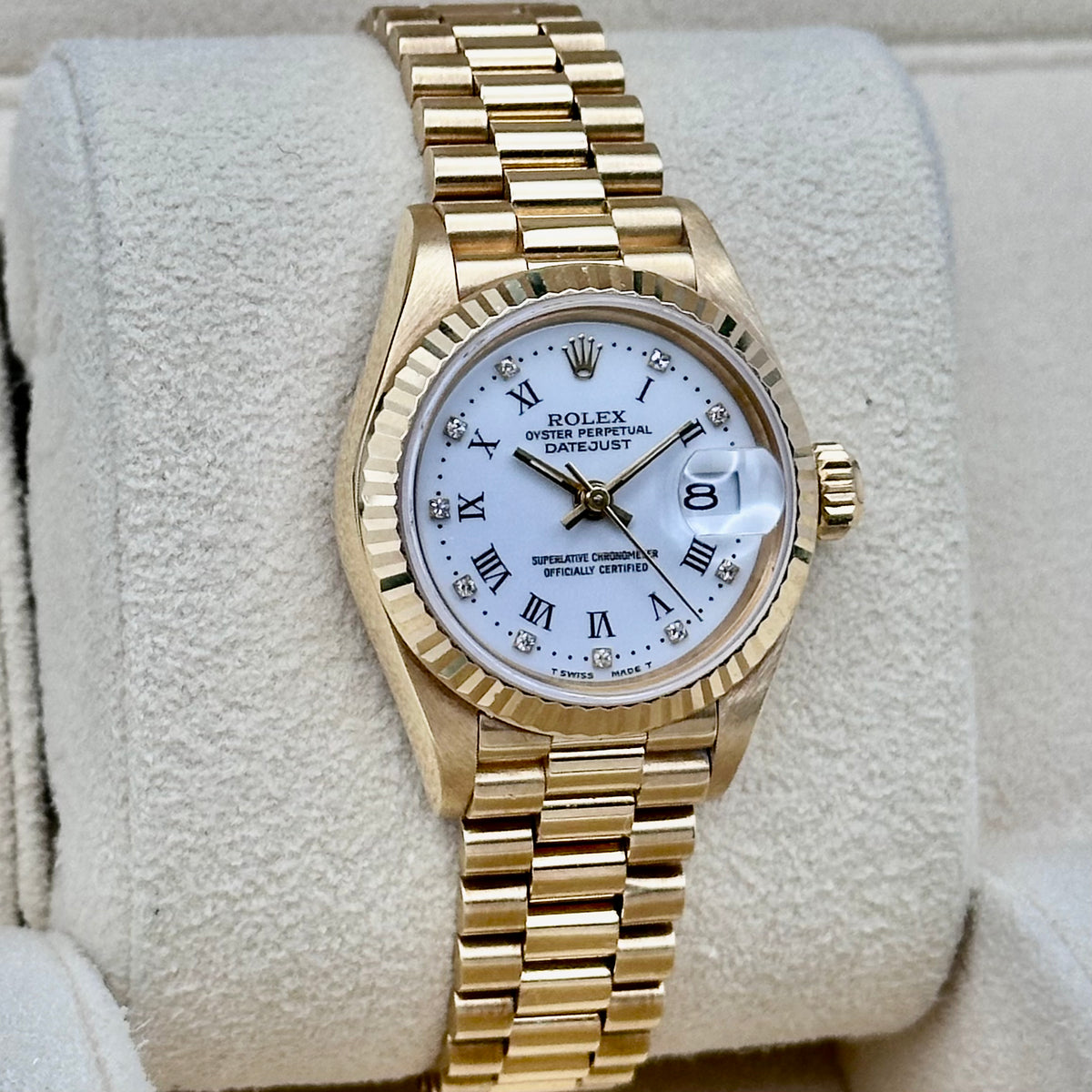 Lady-Datejust 26 White Buckley Diamond 18K Yellow Gold President Ref. 69178