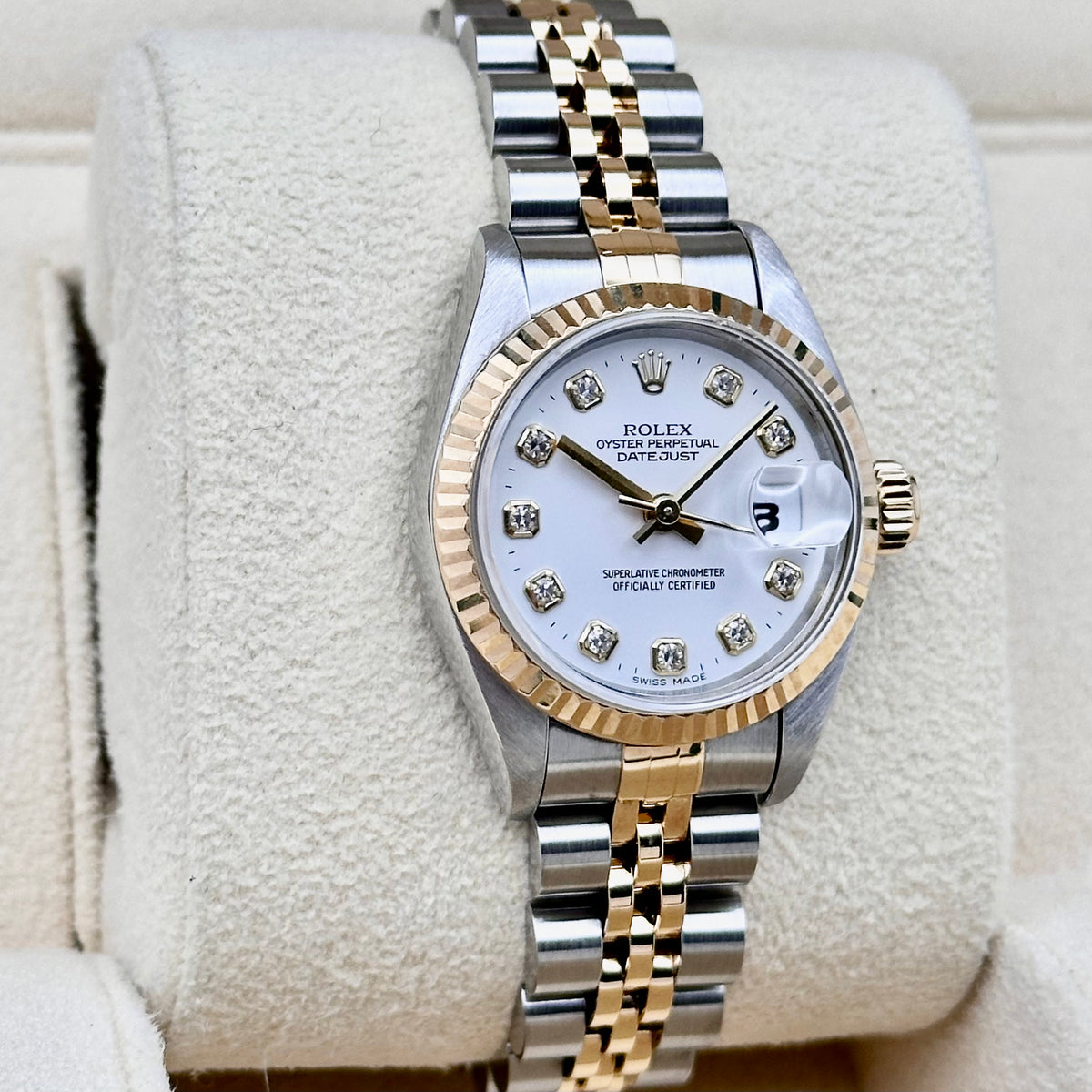 Rolex Lady-Datejust 26 White Diamond Dial, Fluted Bezel, Two-Tone Jubilee Ref. 69173