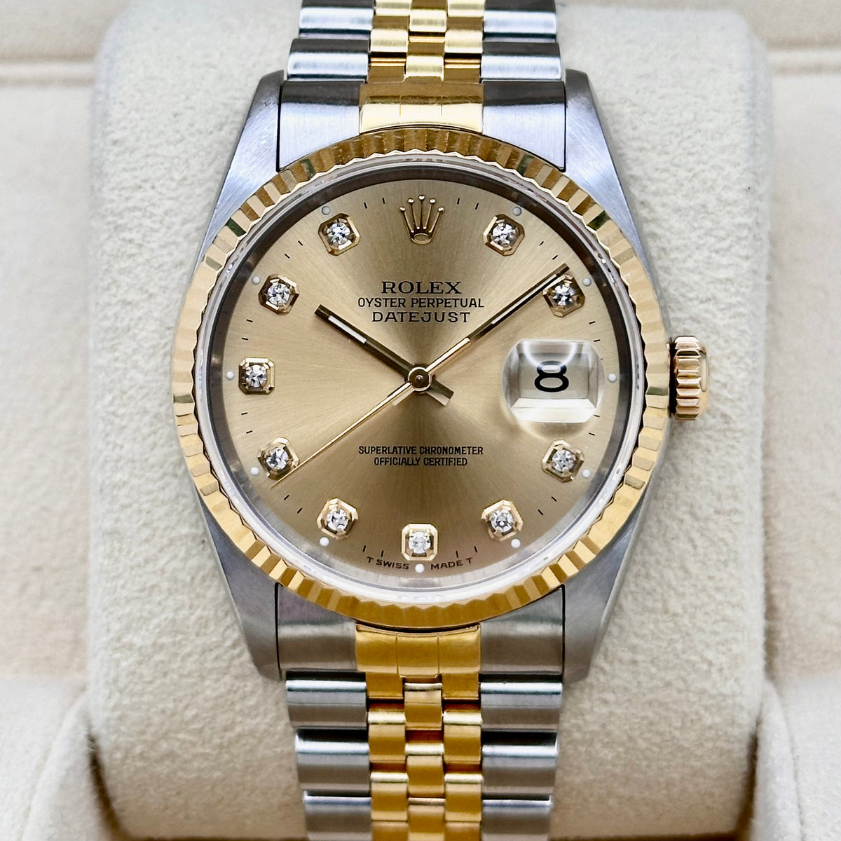 Rolex Datejust 36 Champagne Diamond Dial Two-Tone Ref. 16233G