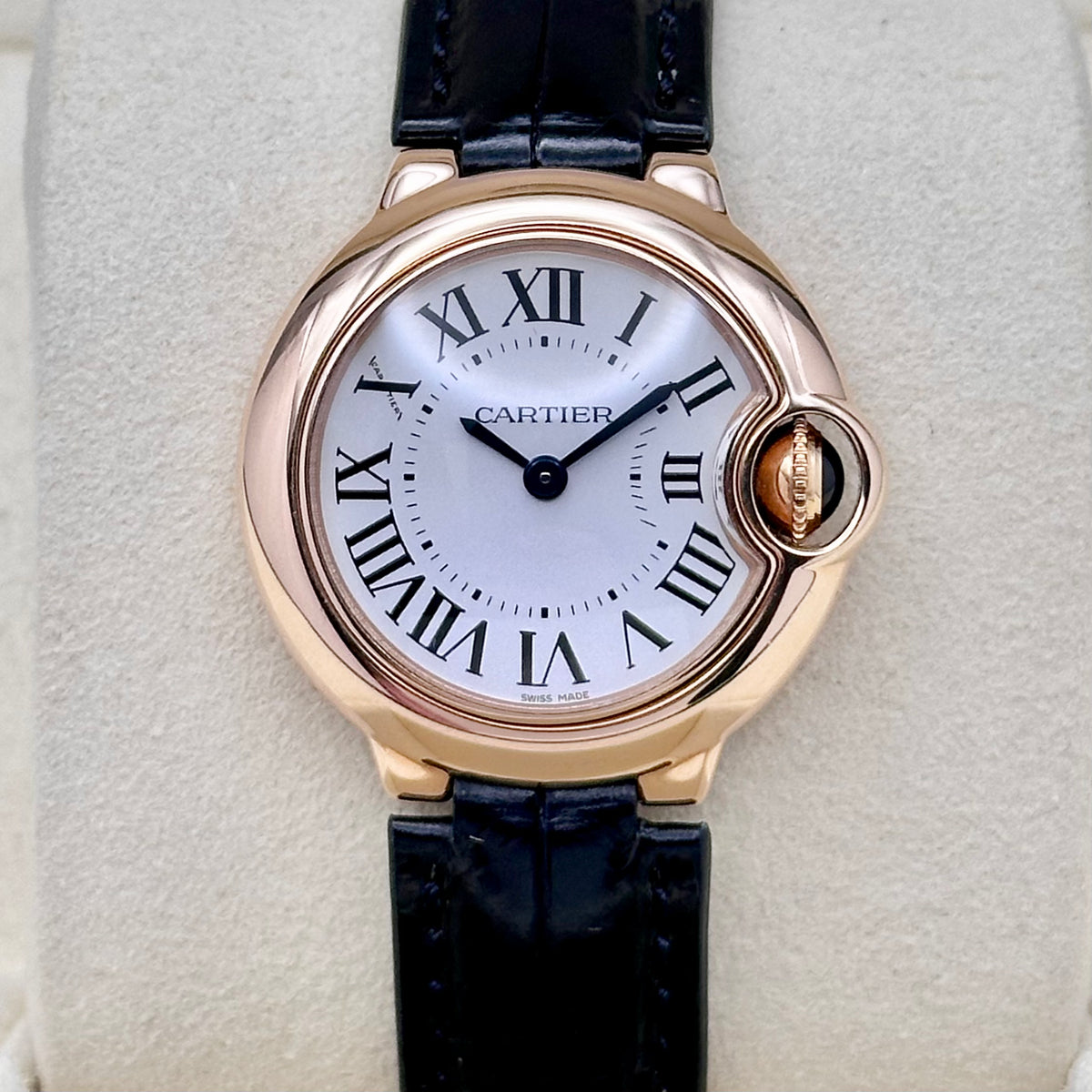 Cartier Ballon Bleu 28 White Roman Dial Rose Gold Ref. W6900256