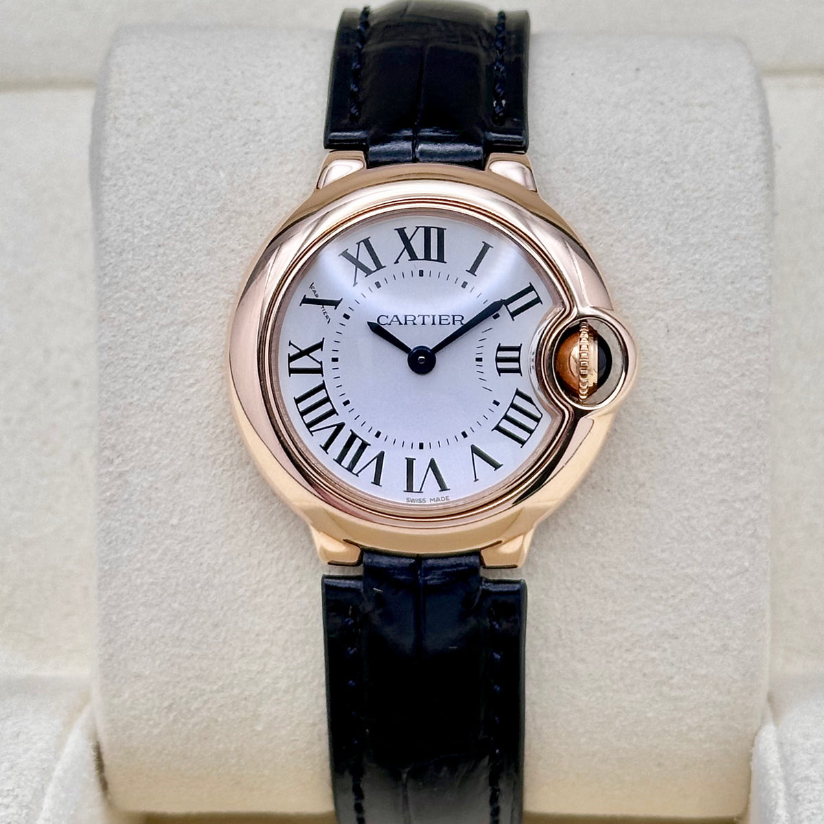 Cartier Ballon Bleu 28 White Roman Dial Rose Gold Ref. W6900256