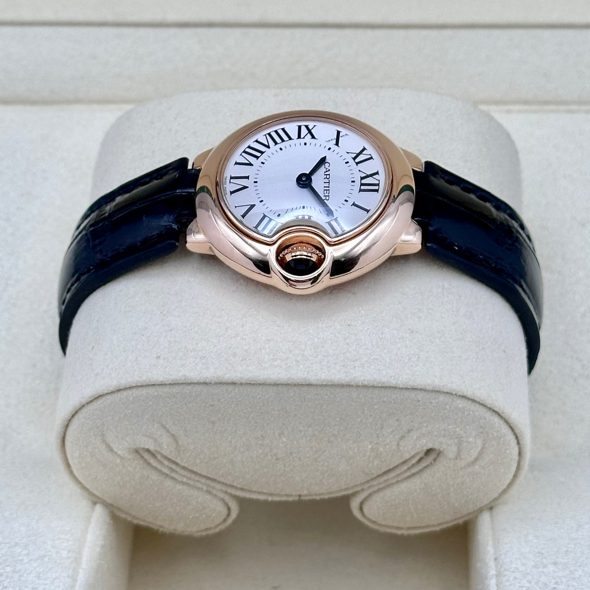 Cartier Ballon Bleu 28 White Roman Dial Rose Gold Ref. W6900256