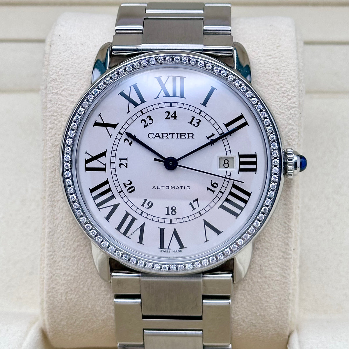 Cartier Ronde Solo XL Aftermarket Diamond Bezel Ref. W6701011