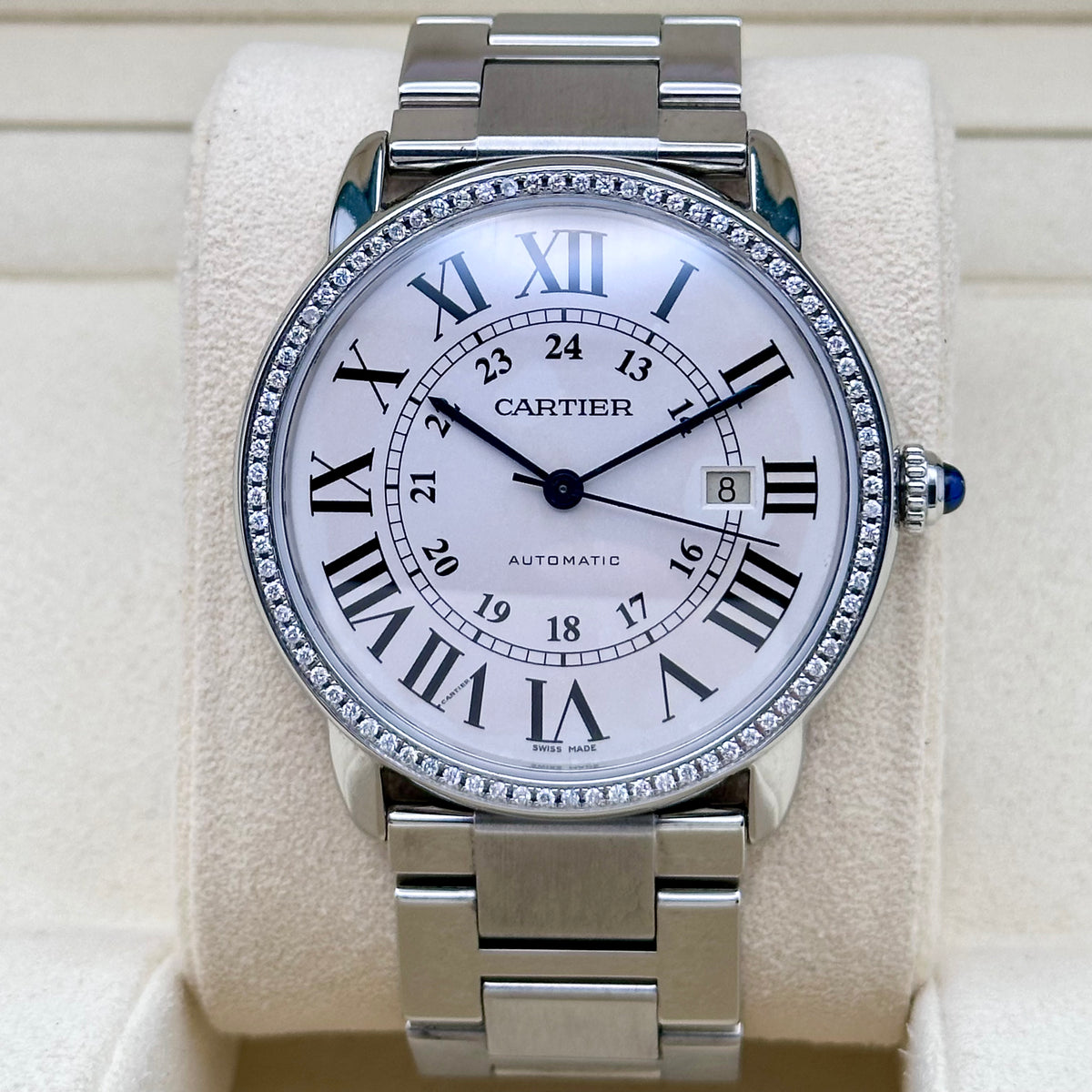 Cartier Ronde Solo XL Aftermarket Diamond Bezel Ref. W6701011
