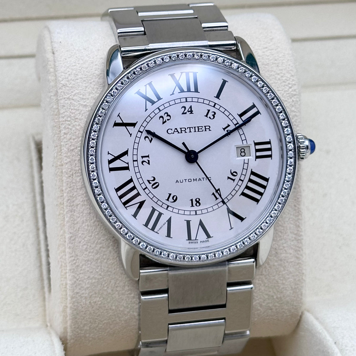Cartier Ronde Solo XL Aftermarket Diamond Bezel Ref. W6701011