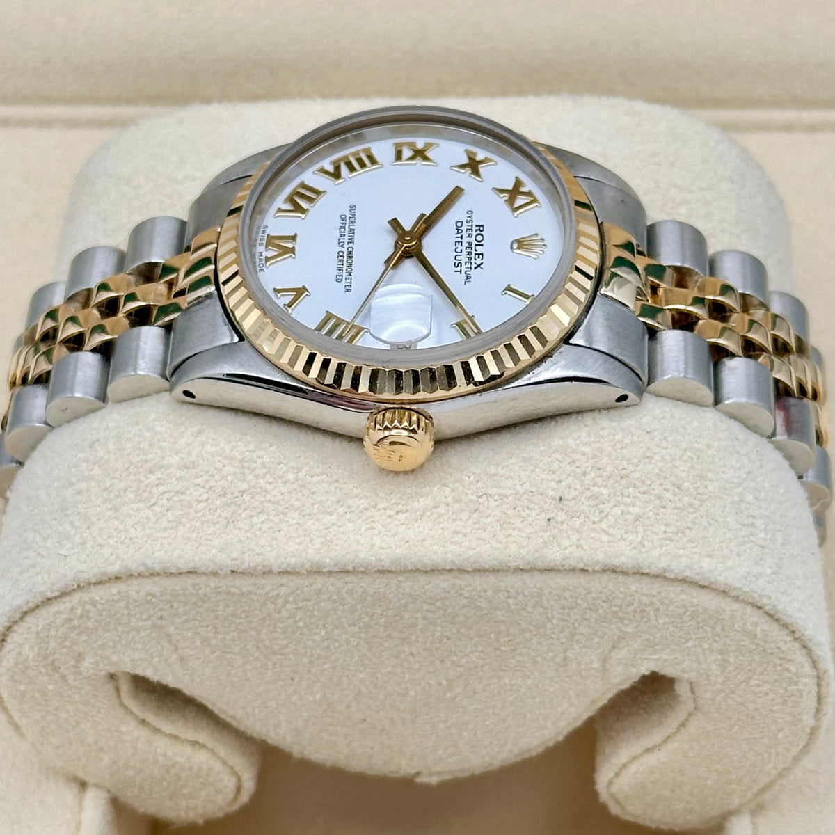 Rolex Datejust 31mm Ref. 68273 Steel and 18k Yellow Gold, white Roman Numeral Dial, Fluted Bezel, Jubilee bracelet