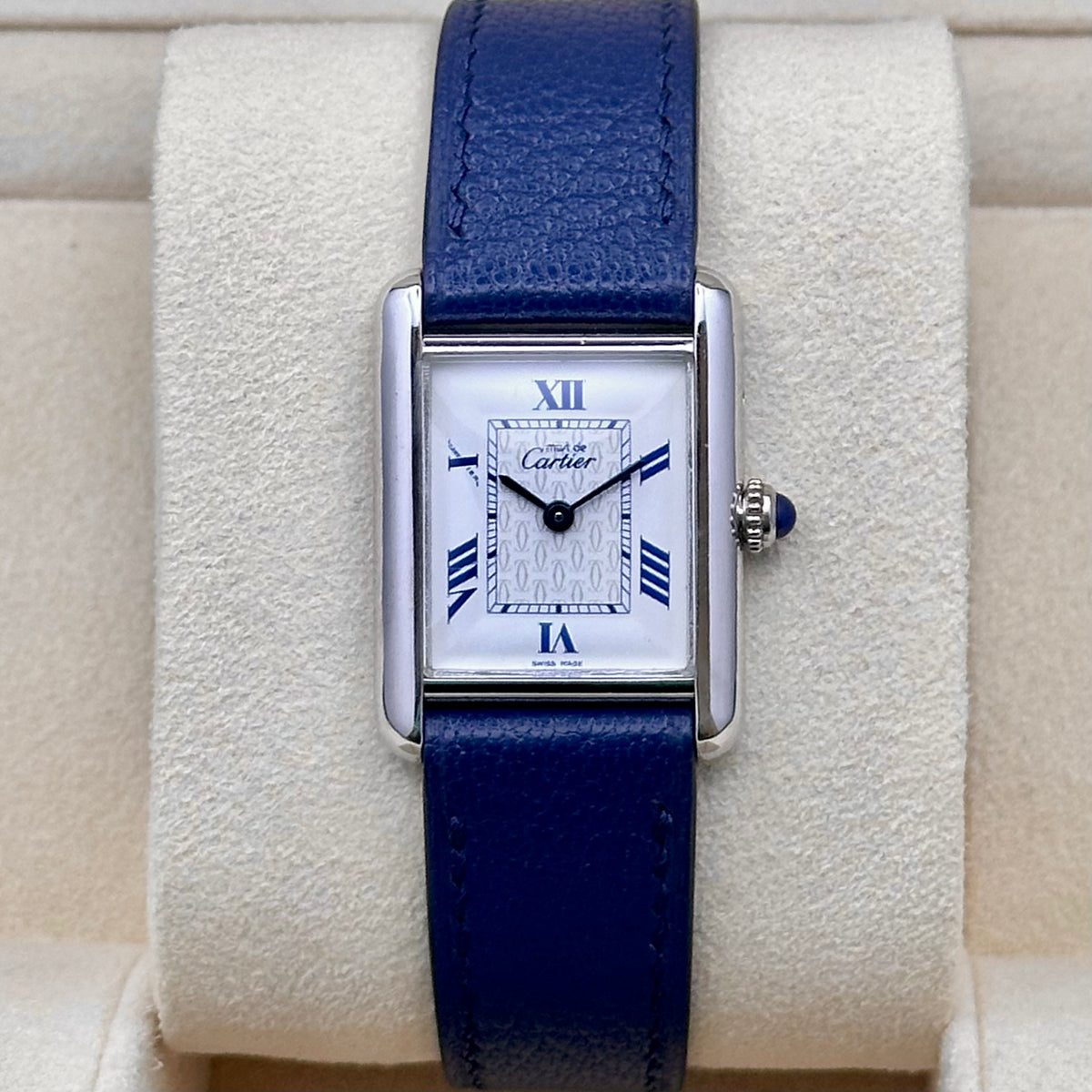 Cartier Tank Must Mid Size Blue Romans Ref. 2416
