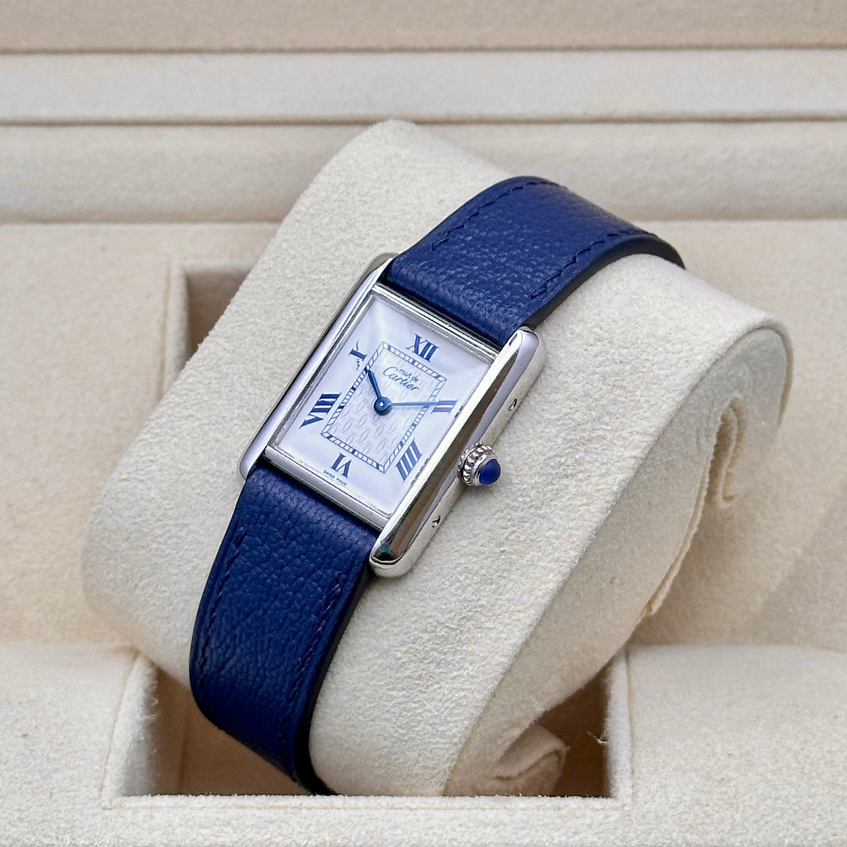Cartier Tank Must Mid Size Blue Romans Ref. 2416