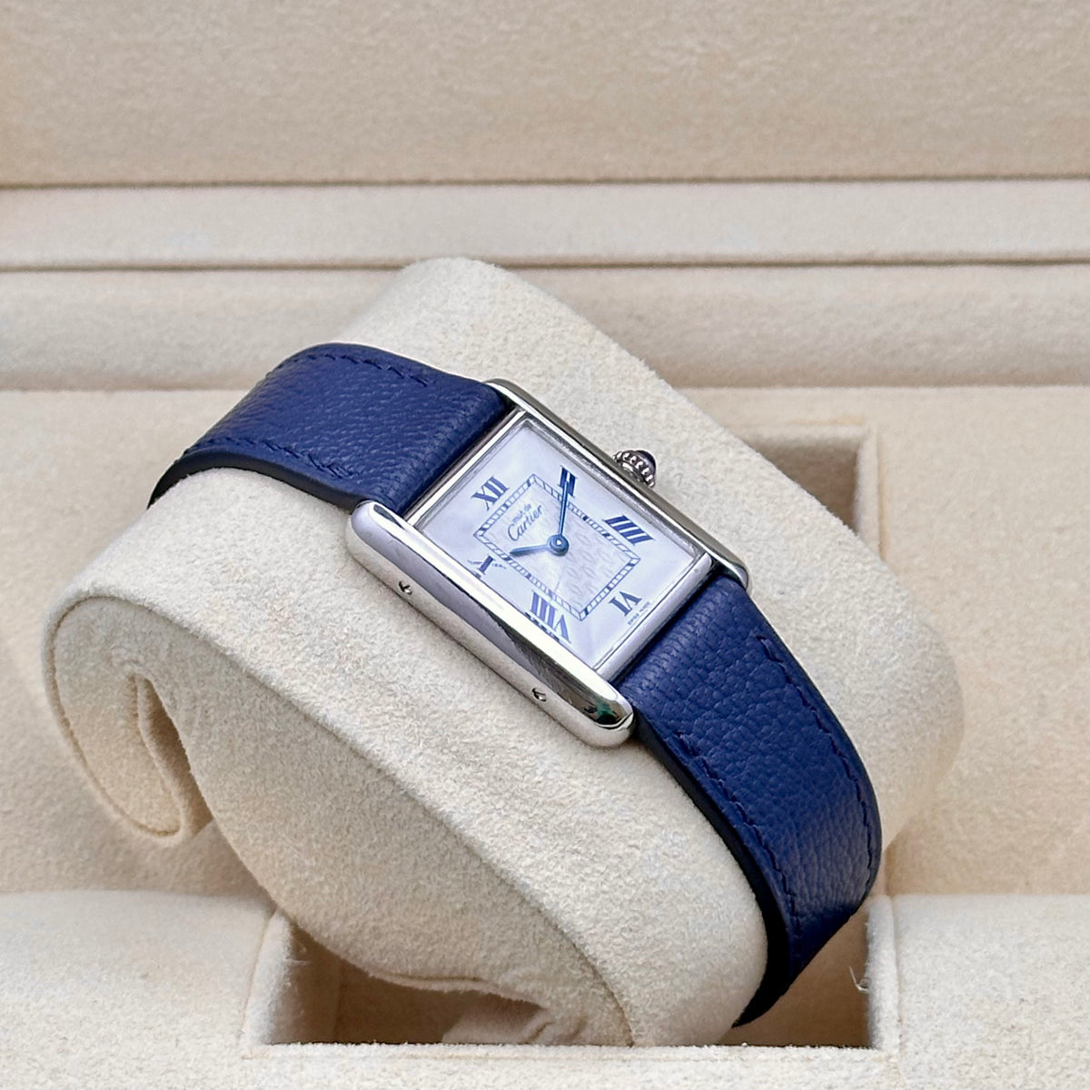 Cartier Tank Must Mid Size Blue Romans Ref. 2416