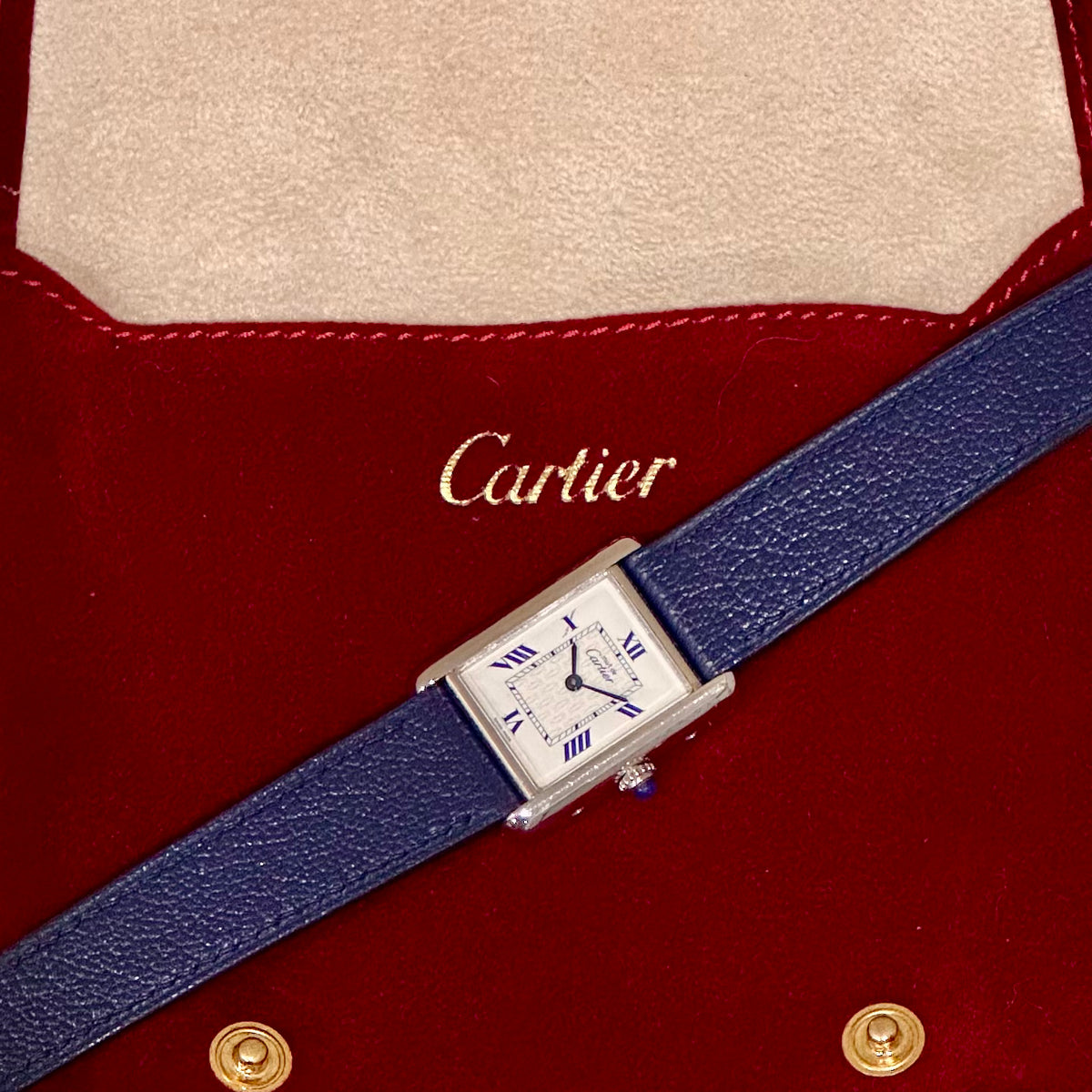 Cartier Tank Must Mid Size Blue Romans Ref. 2416