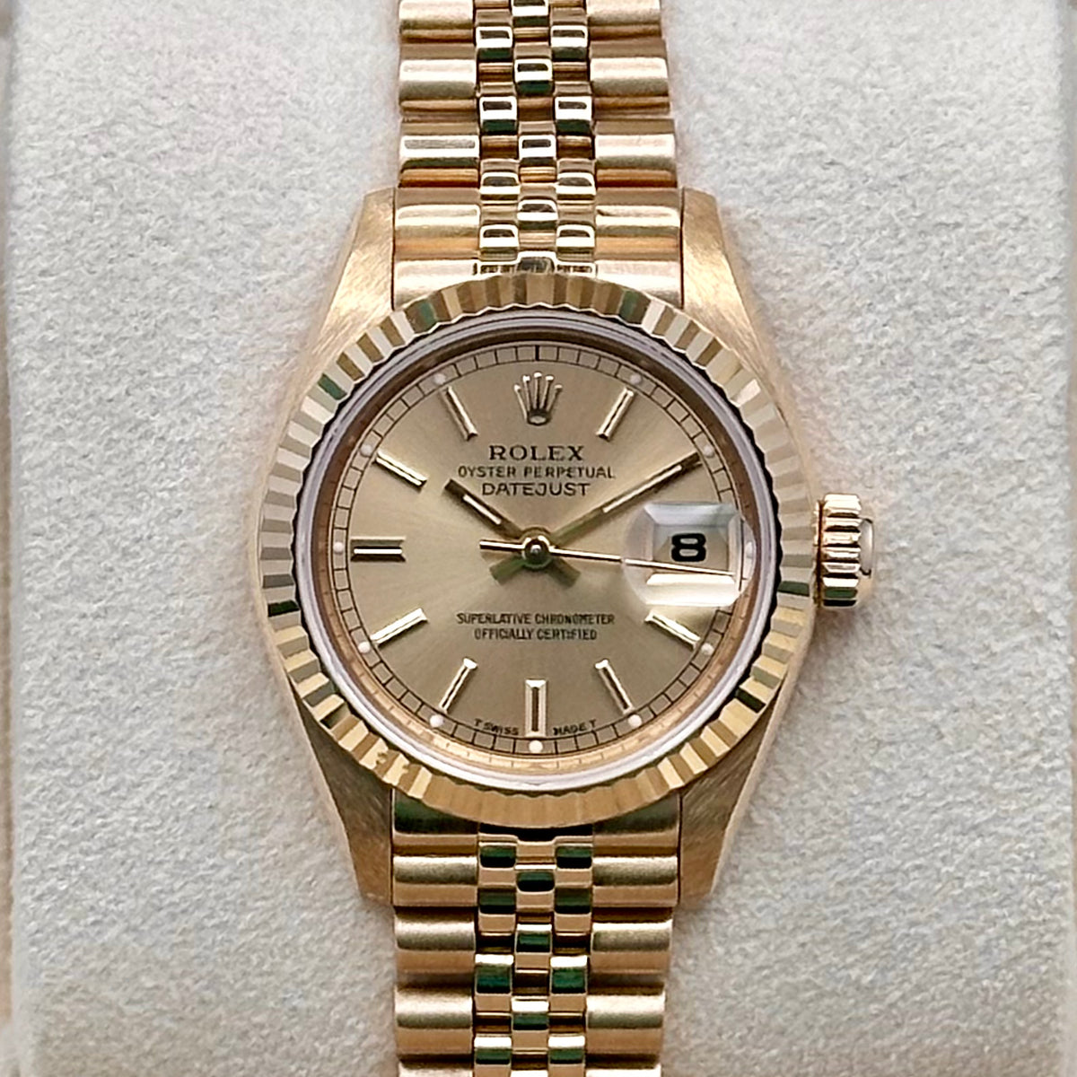 Rolex Lady-Datejust 26mm 18k Yellow Gold Champagne Stick Dial Jubilee Ref. 69178