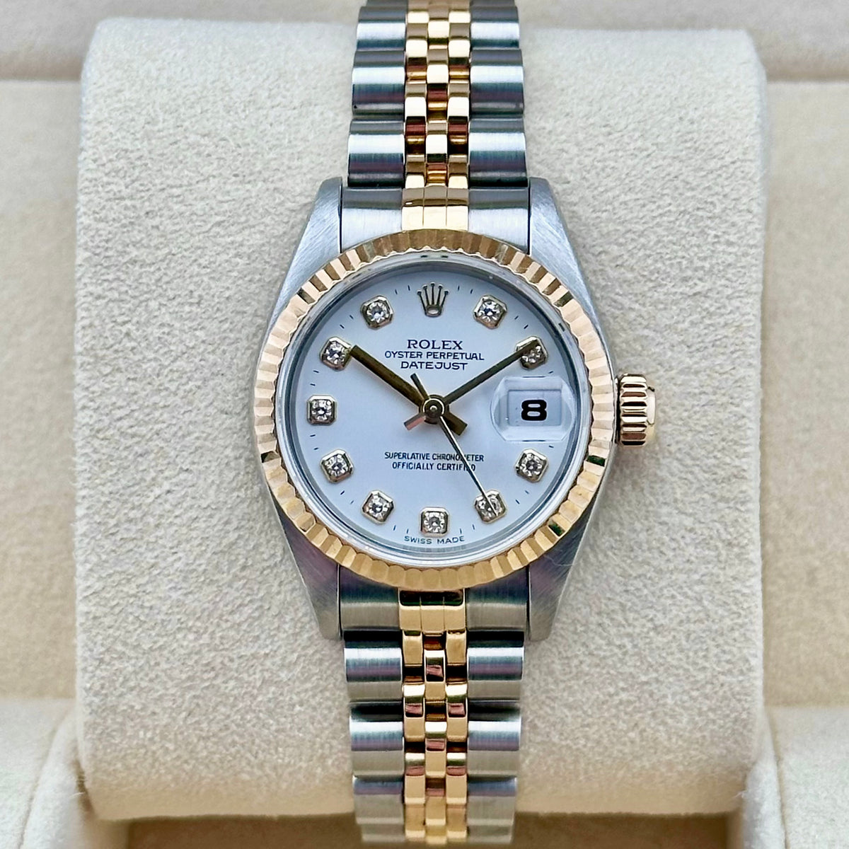 Rolex Lady-Datejust 26 White Diamond Dial, Fluted Bezel, Two-Tone Jubilee Ref. 69173