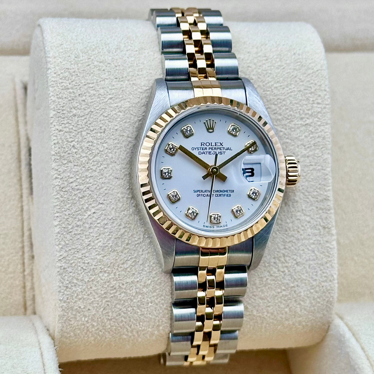Rolex Lady-Datejust 26 White Diamond Dial, Fluted Bezel, Two-Tone Jubilee Ref. 69173