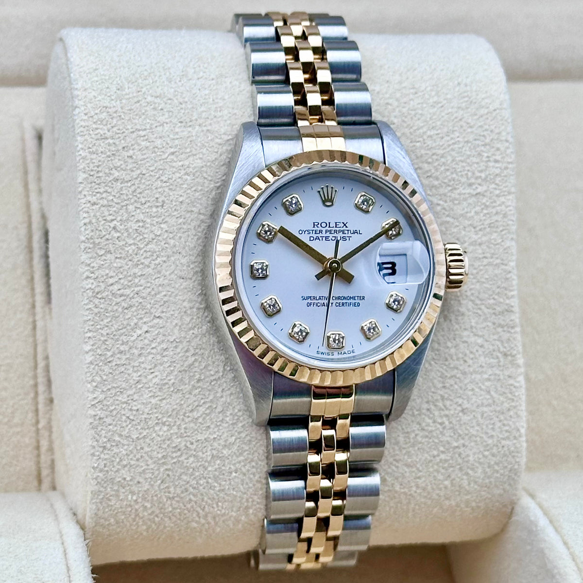 Rolex Lady-Datejust 26 White Diamond Dial, Fluted Bezel, Two-Tone Jubilee Ref. 69173