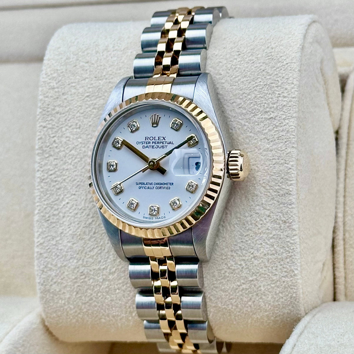 Rolex Lady-Datejust 26 White Diamond Dial, Fluted Bezel, Two-Tone Jubilee Ref. 69173