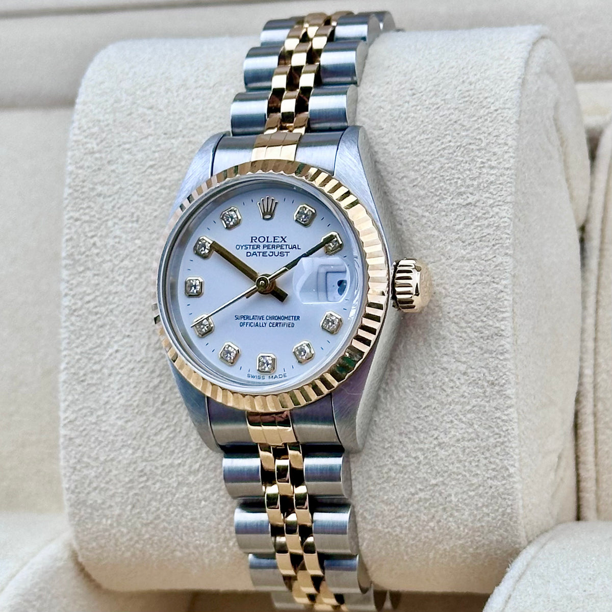 Rolex Lady-Datejust 26 White Diamond Dial, Fluted Bezel, Two-Tone Jubilee Ref. 69173
