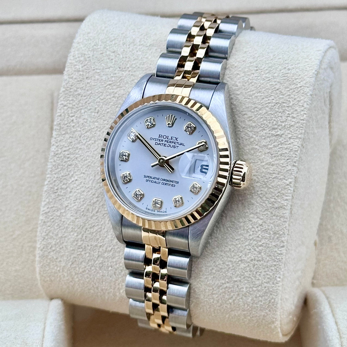 Rolex Lady-Datejust 26 White Diamond Dial, Fluted Bezel, Two-Tone Jubilee Ref. 69173