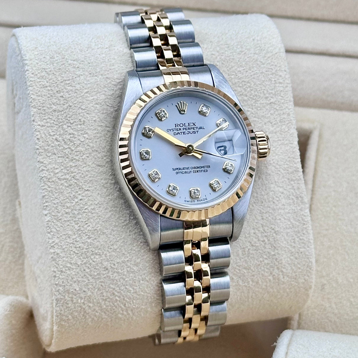 Rolex Lady-Datejust 26 White Diamond Dial, Fluted Bezel, Two-Tone Jubilee Ref. 69173