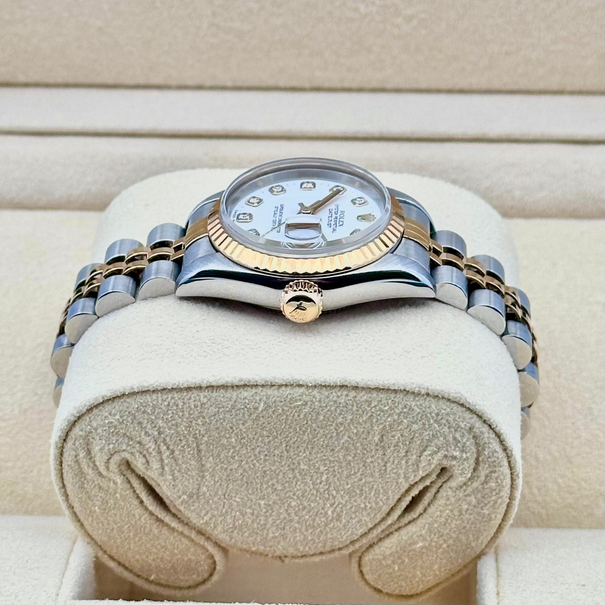 Rolex Lady-Datejust 26 White Diamond Dial, Fluted Bezel, Two-Tone Jubilee Ref. 69173