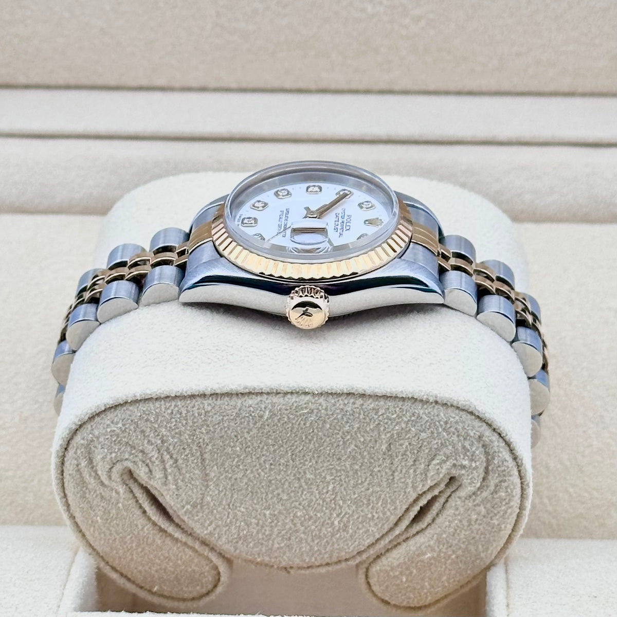 Rolex Lady-Datejust 26 White Diamond Dial, Fluted Bezel, Two-Tone Jubilee Ref. 69173