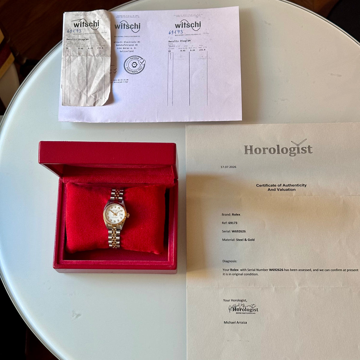 Rolex Lady-Datejust 26 White Diamond Dial, Fluted Bezel, Two-Tone Jubilee Ref. 69173